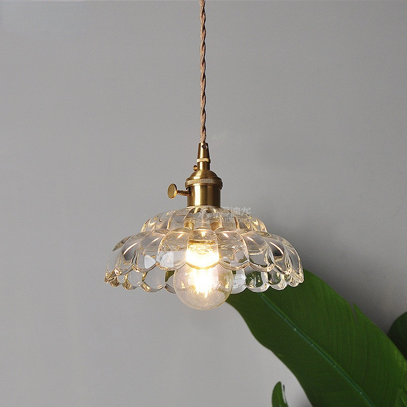 Modern Glass Flower Pendant Light Fixture Luminaire Kitchen Dining Room Restaurant Decoration Hanging Lamp(WH-GP-56)