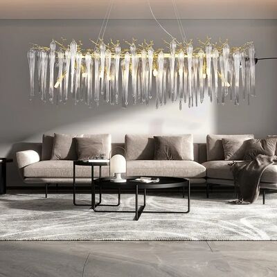 Lustrero de cristal de oro rectangular con rama de oro y cristal de techo colgante (WH-CY-258)