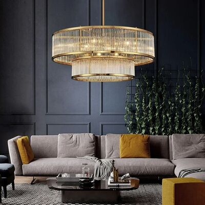 Lámpara colgante de cristal dorado lujosa y brillante redonda (WH-CY-262)